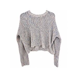 Moon & Madison Womens Small Multicolor Space Dye Open Knit Cropped Sweater